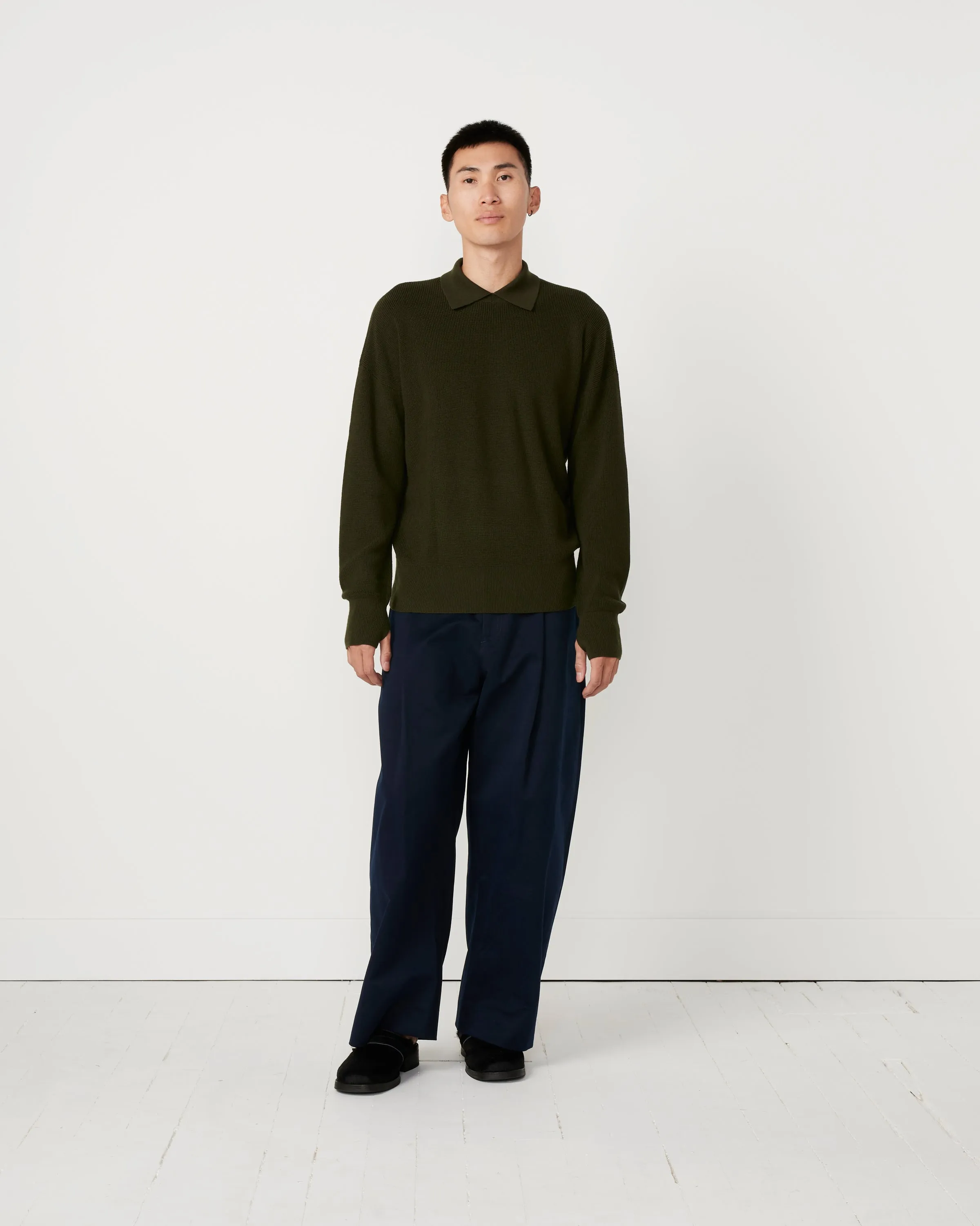 Ranger Knitted Polo in Combat Green