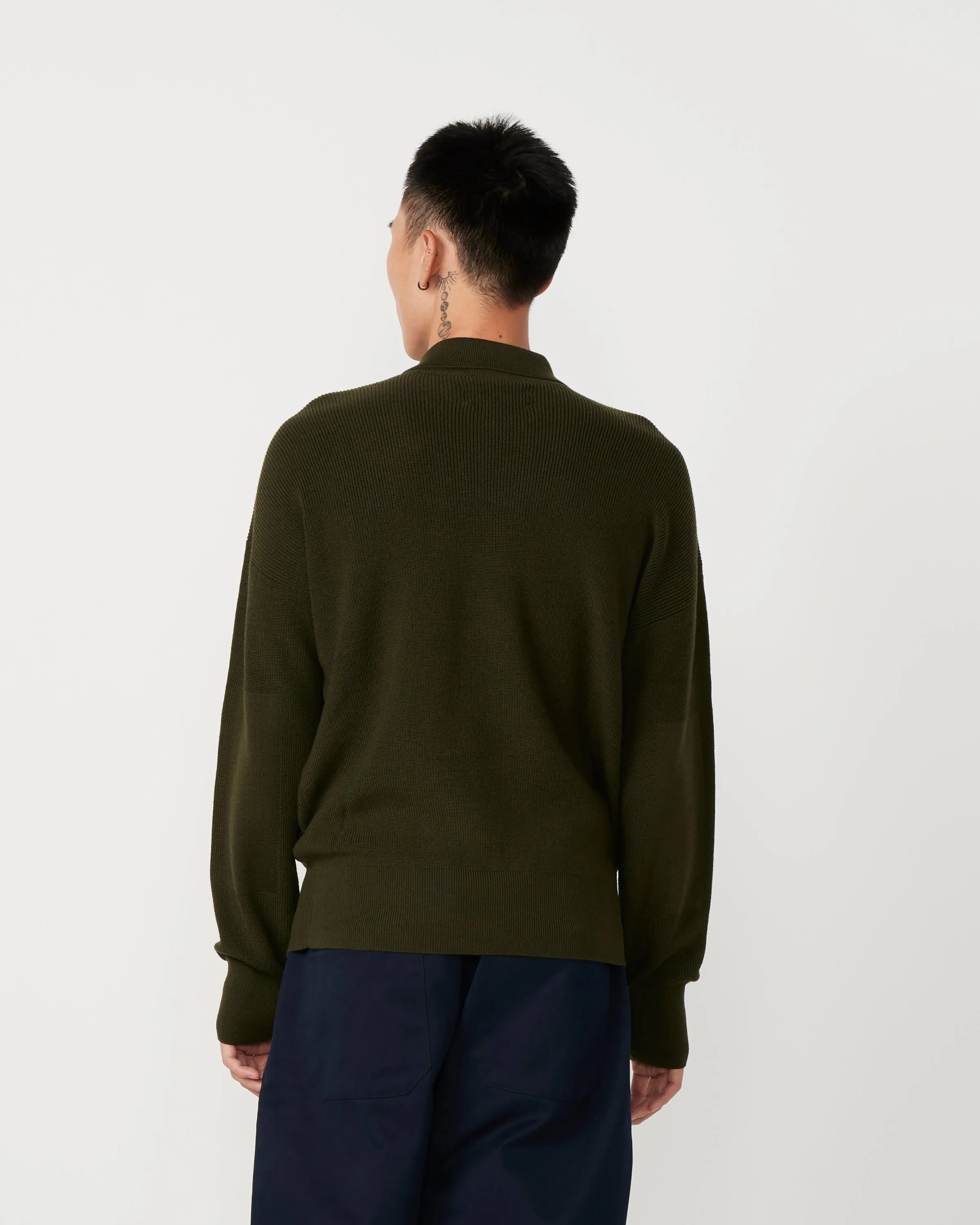 Ranger Knitted Polo in Combat Green