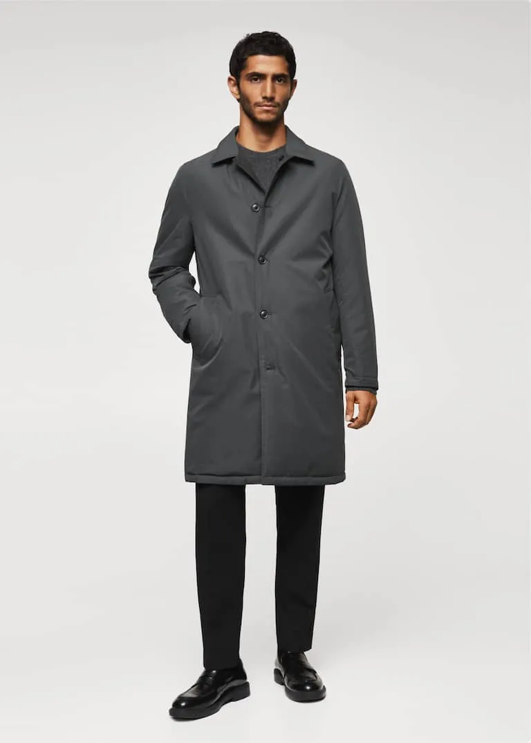 Reversible wool trench coat