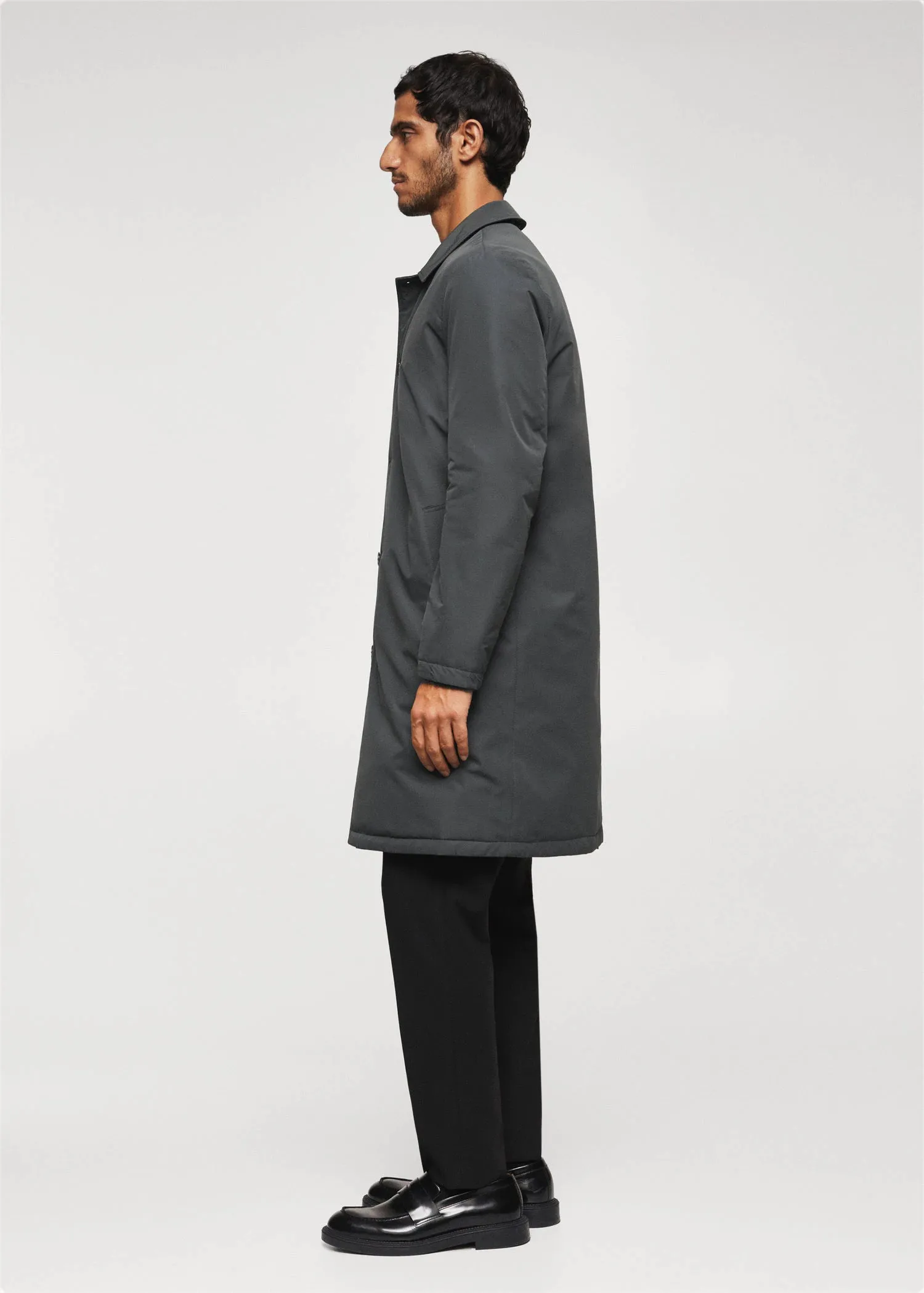 Reversible wool trench coat