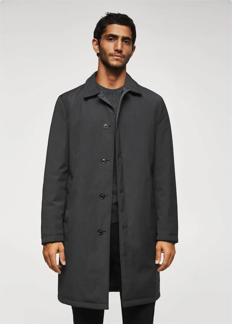 Reversible wool trench coat