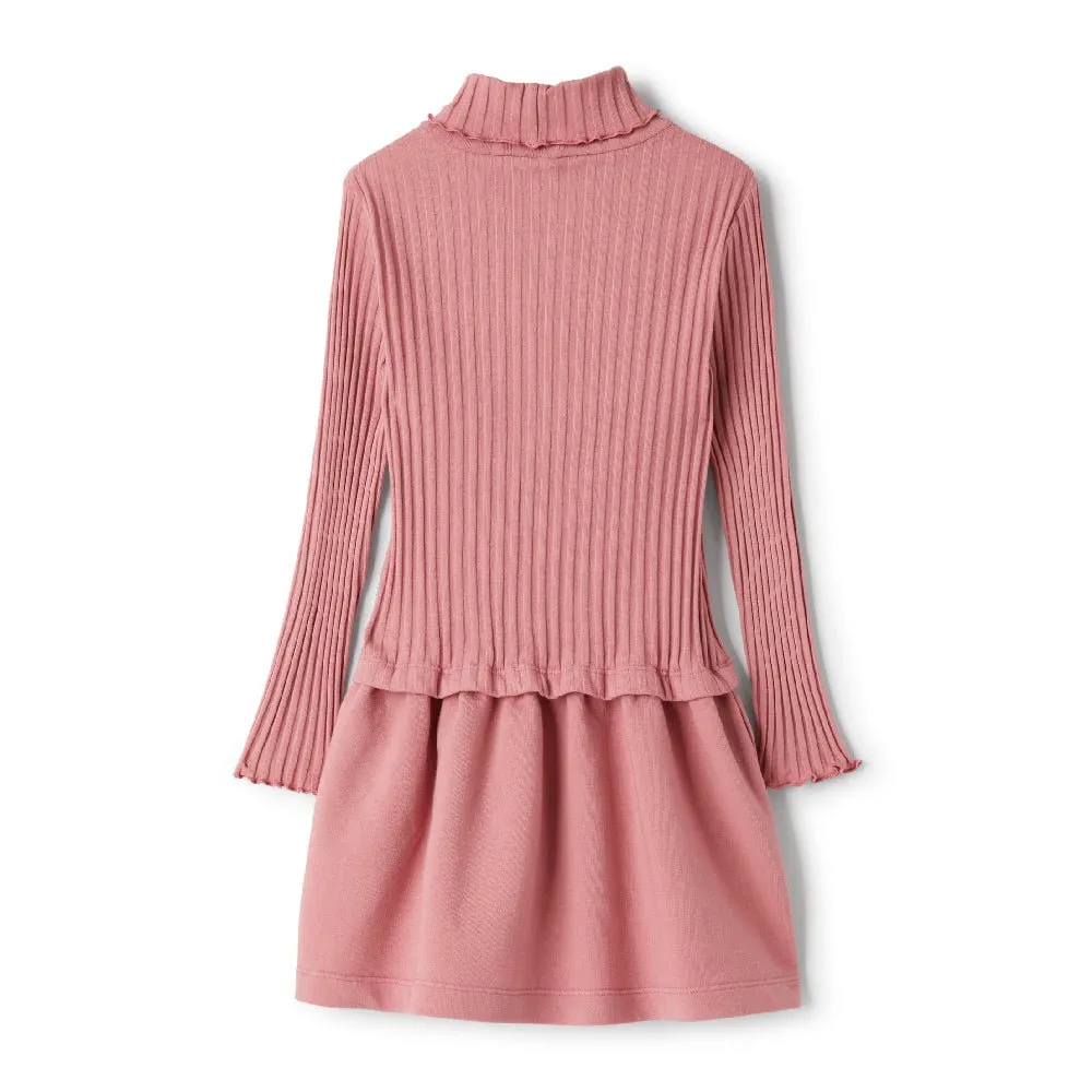 Ribbed Polo Neck Dress