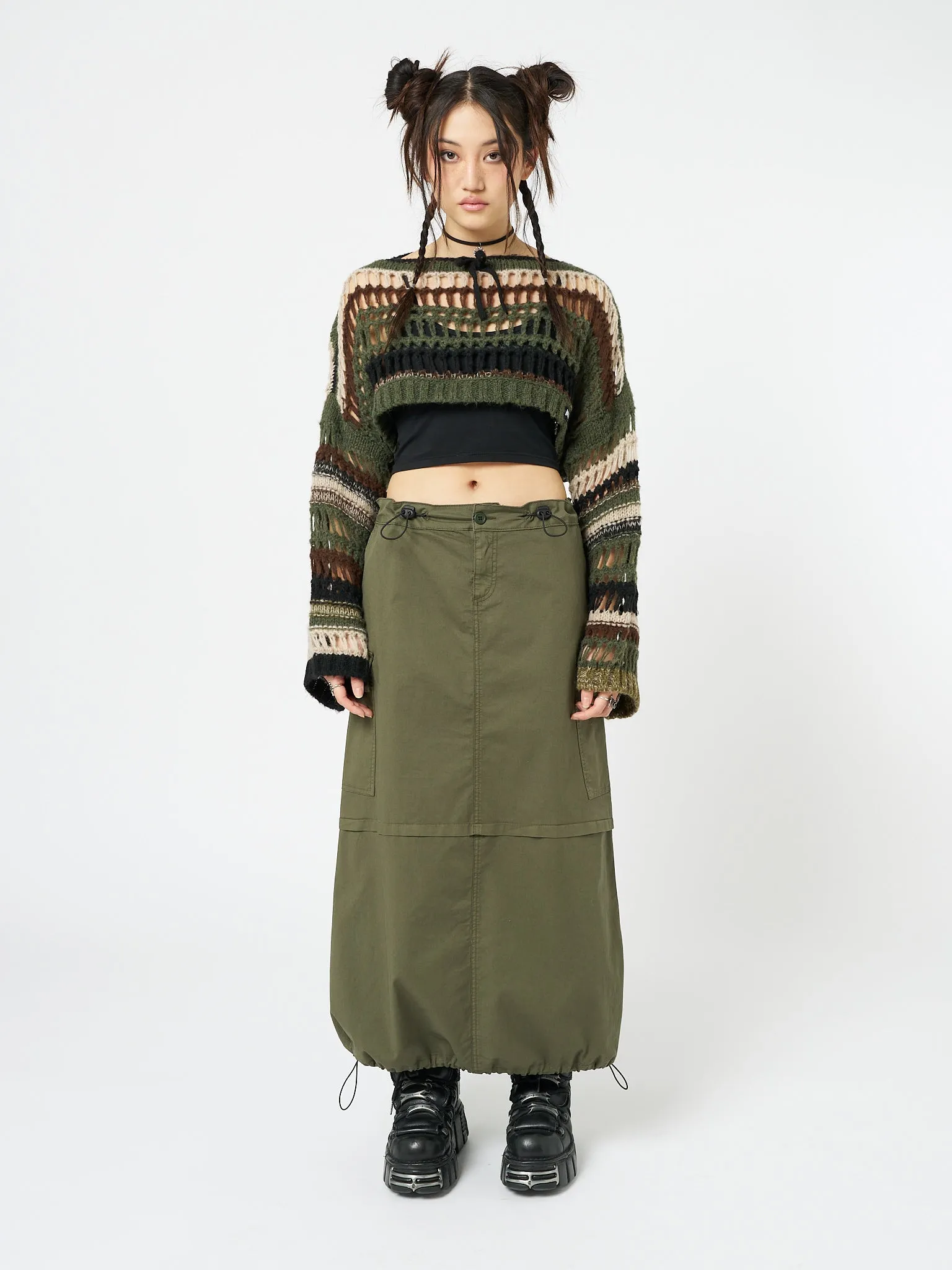 Ruby Khaki Maxi Cargo Skirt