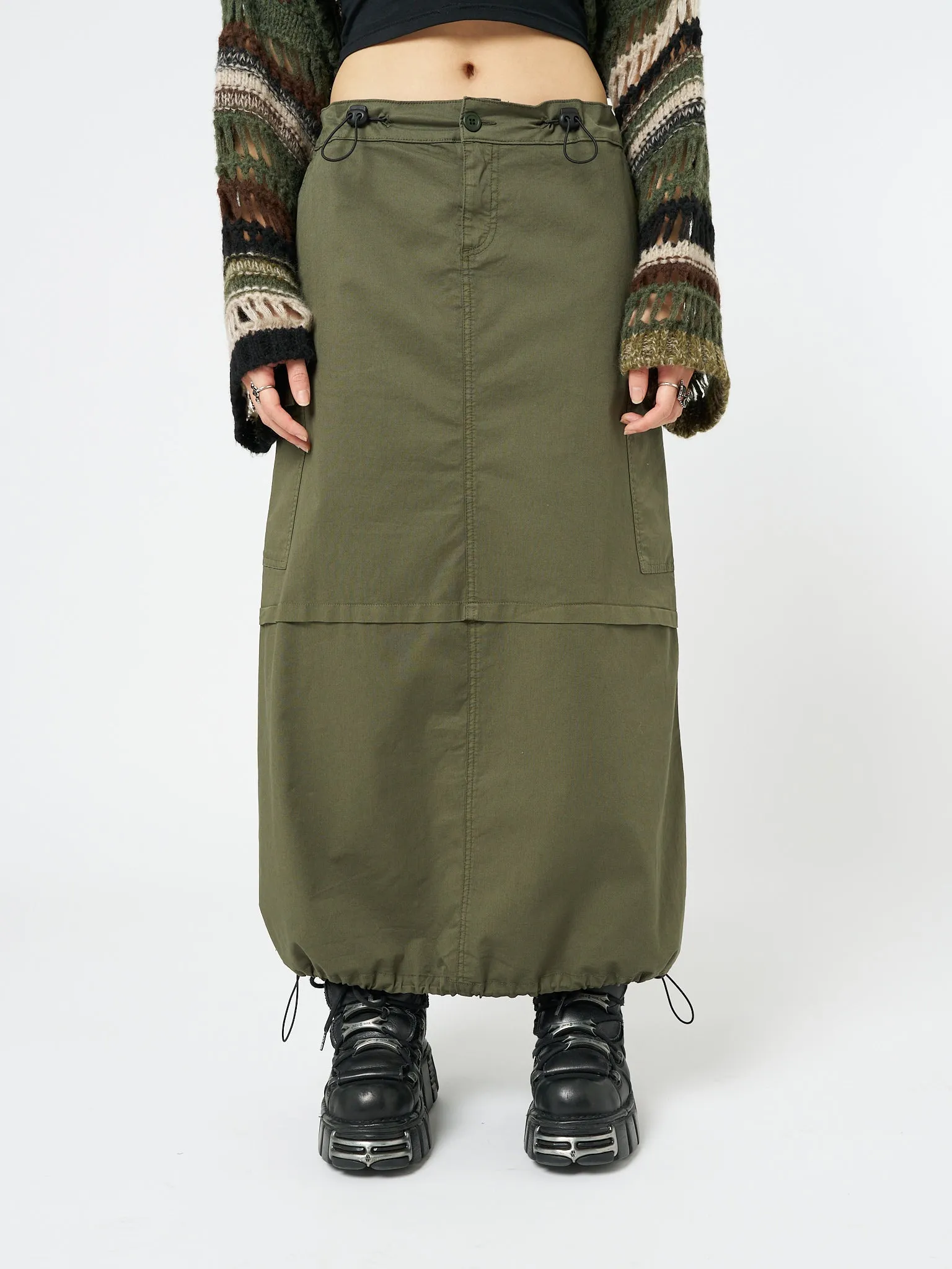 Ruby Khaki Maxi Cargo Skirt