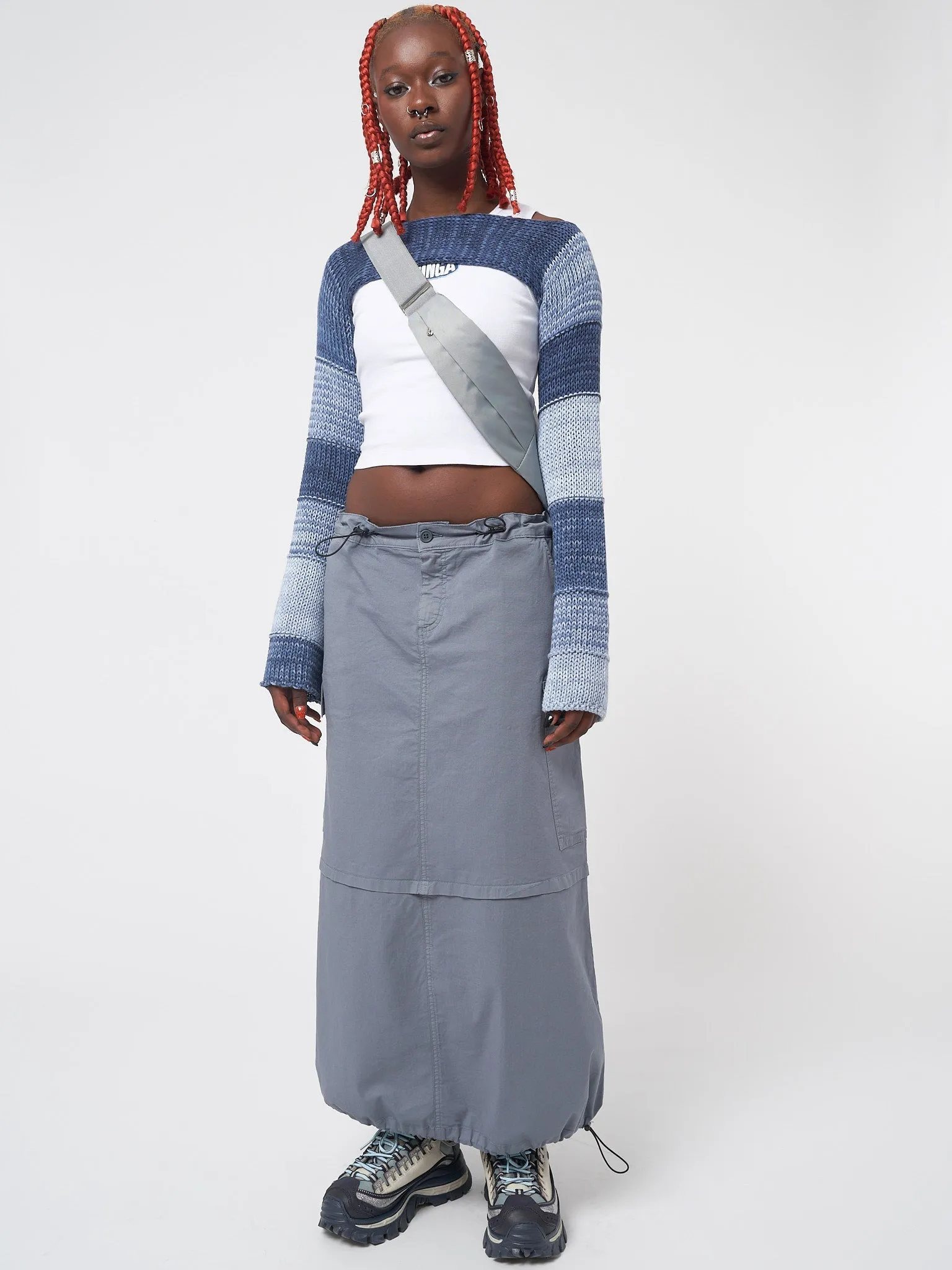 Ruby Stone Blue Maxi Tech Cargo Skirt