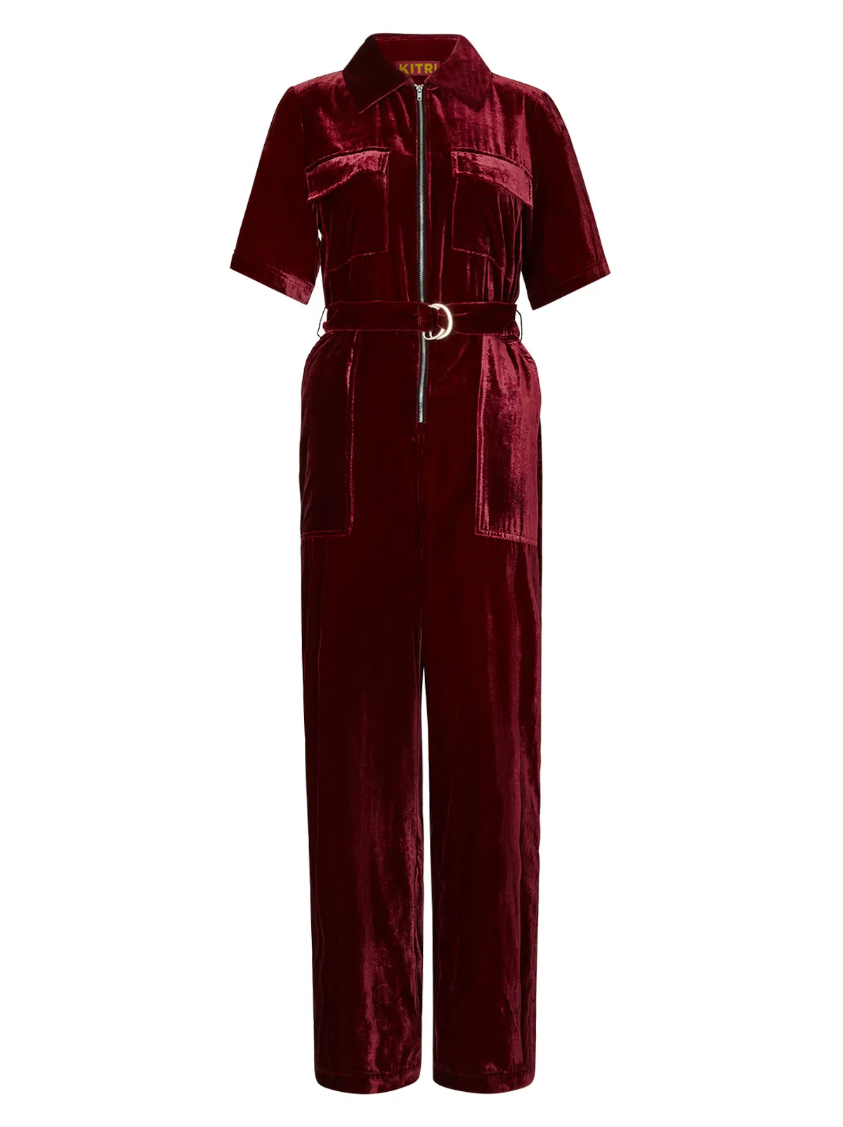 Serena Burgundy Velvet Jumpsuit