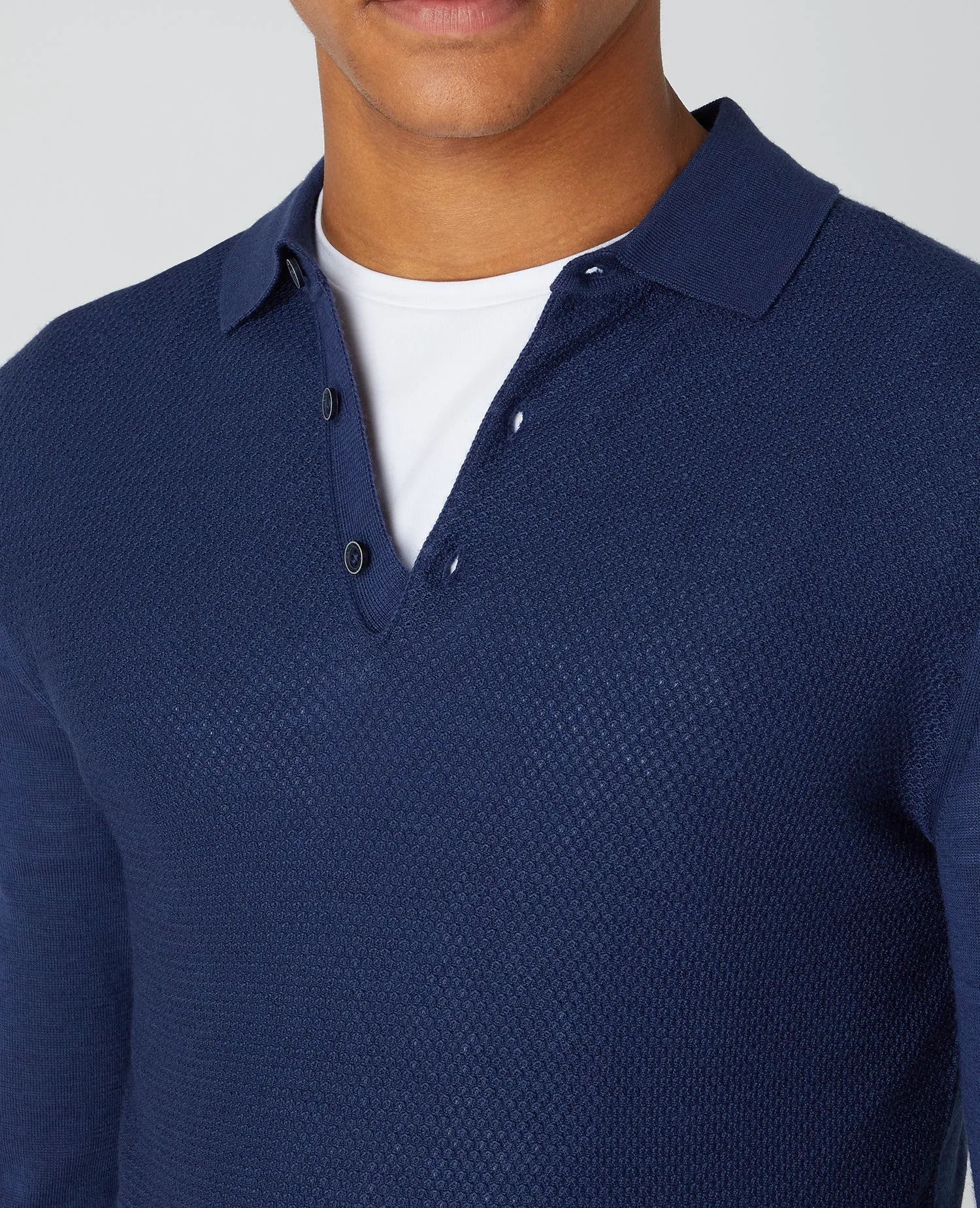 Slim Fit Merino Wool-Blend Long Sleeve Knitted Polo