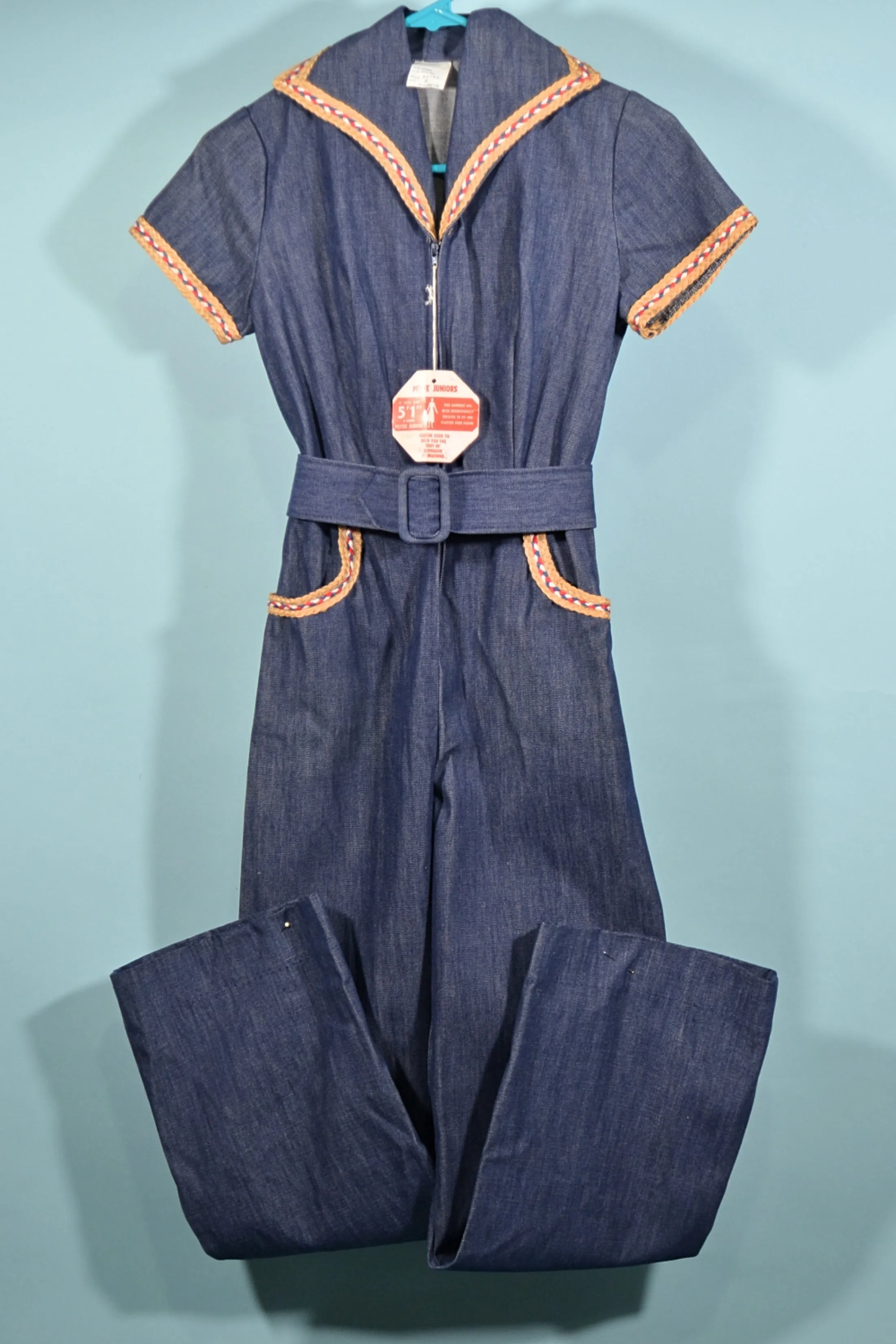 SOLD Vintage 70s Unworn Denim Jumpsuit Belt, Junior Petite XXS