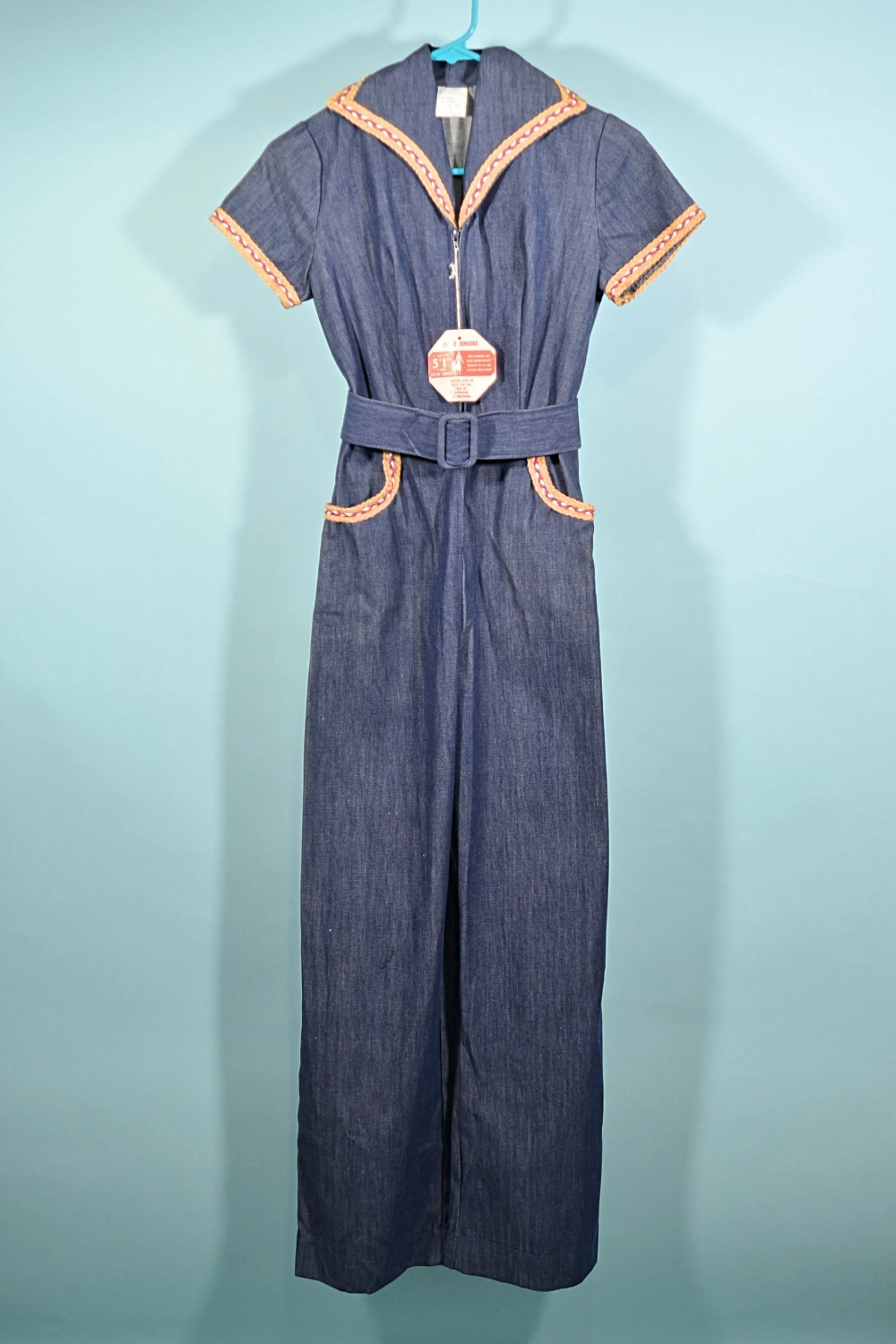 SOLD Vintage 70s Unworn Denim Jumpsuit Belt, Junior Petite XXS