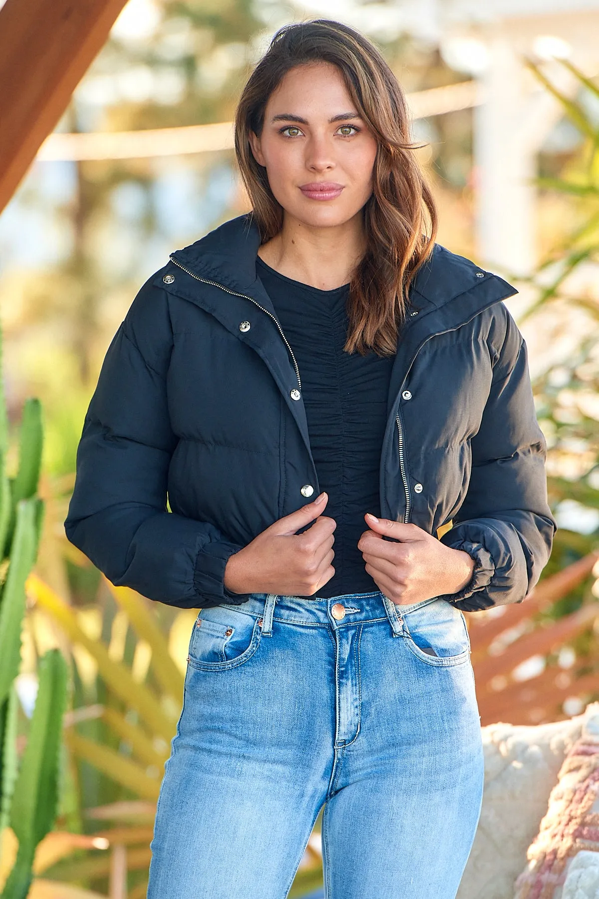 St Moritz Black Cropped Puffer Jacket