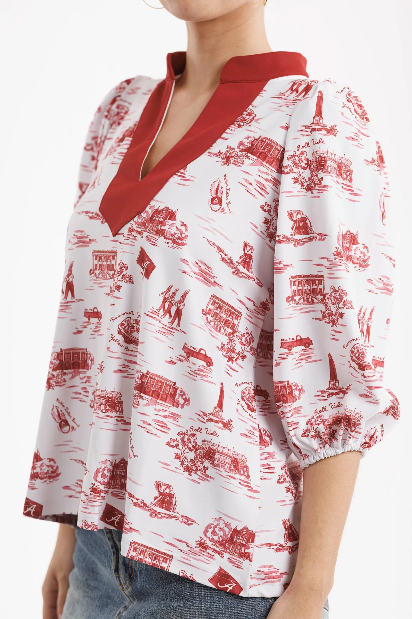 Tailgate Collection Eliza Top - Alabama Gameday Toile