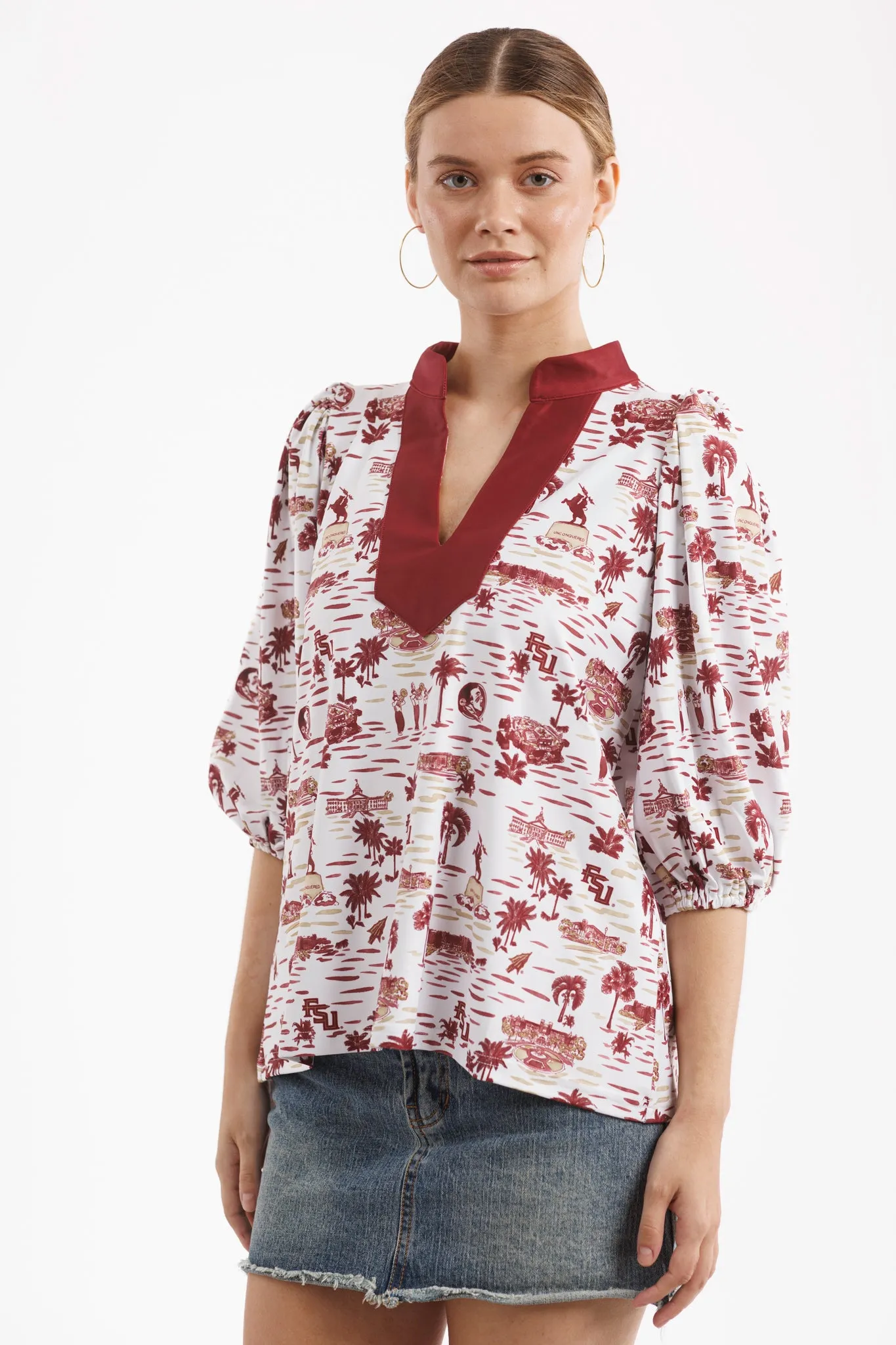 Tailgate Collection Eliza Top - Florida State Toile