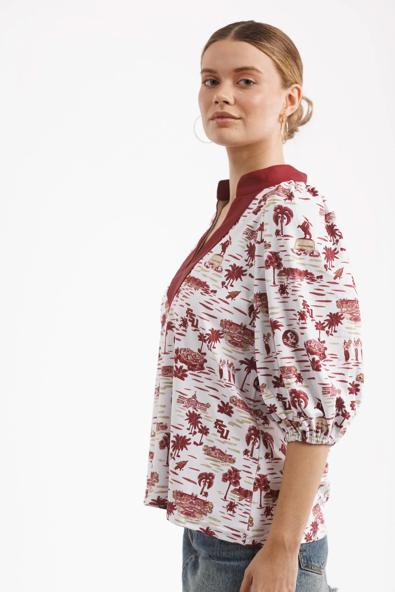 Tailgate Collection Eliza Top - Florida State Toile