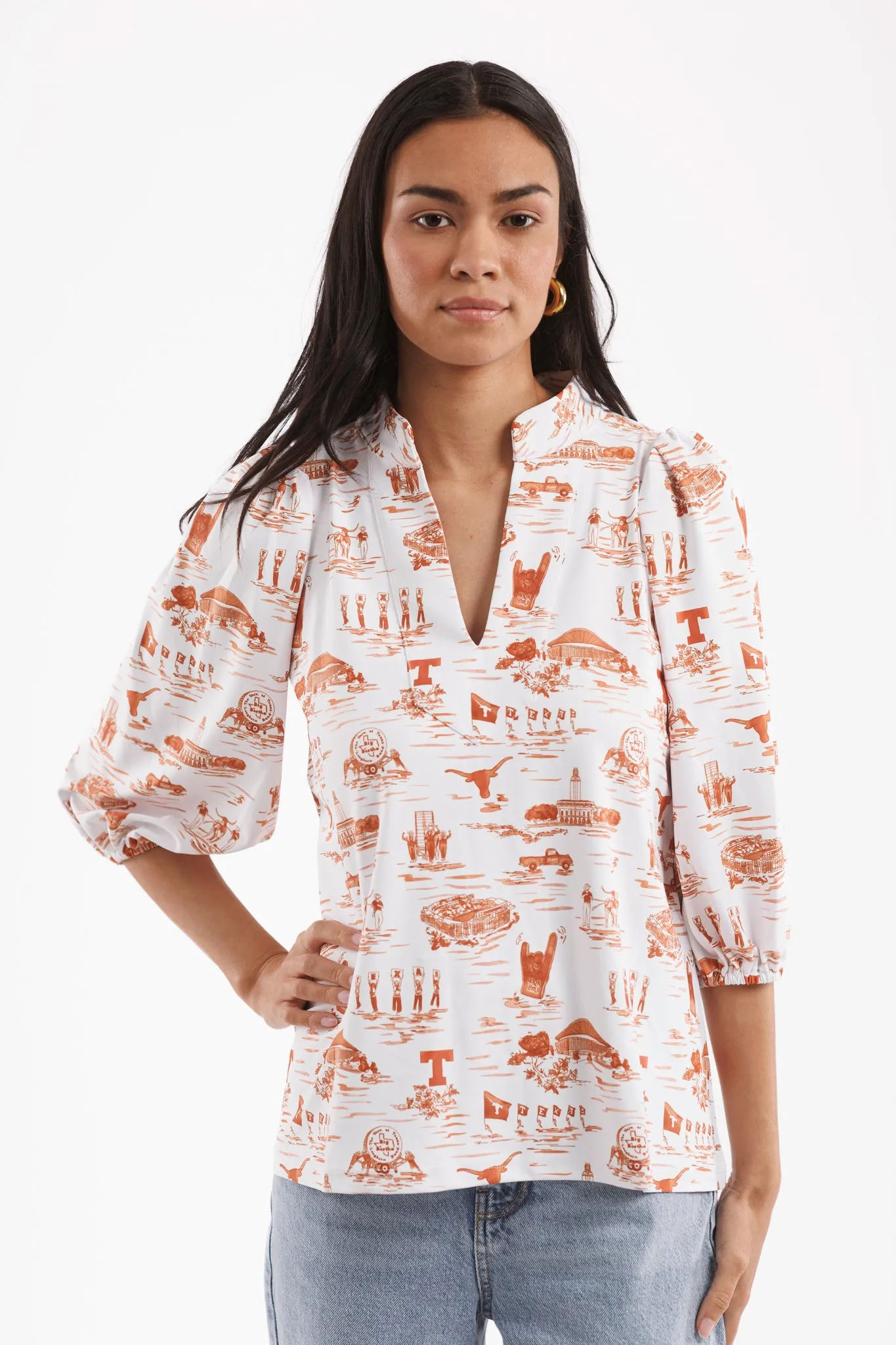 Tailgate Collection Eliza Top - Texas Gameday Toile