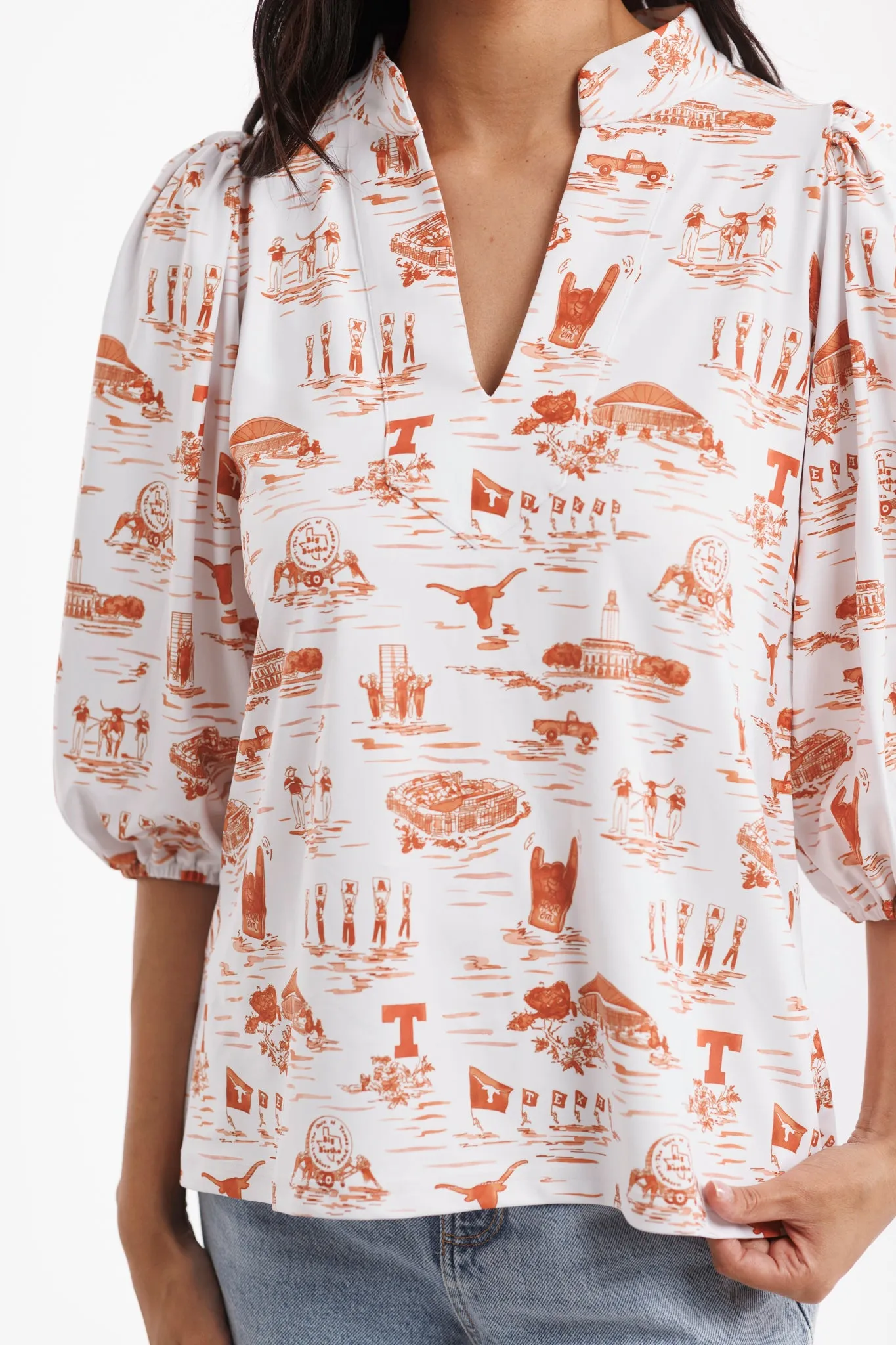 Tailgate Collection Eliza Top - Texas Gameday Toile