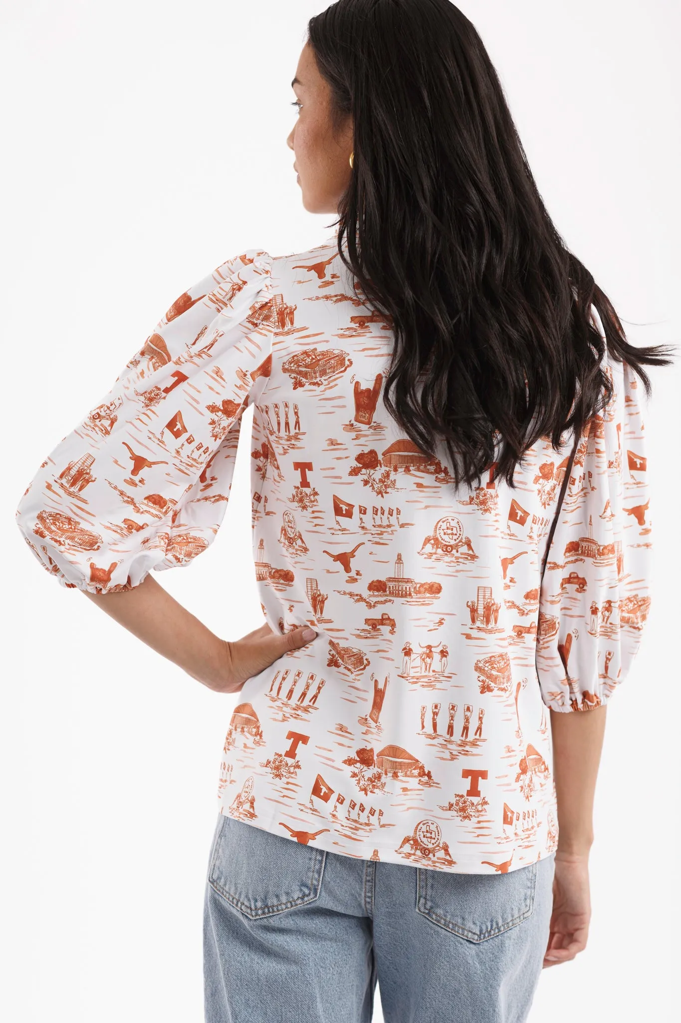 Tailgate Collection Eliza Top - Texas Gameday Toile