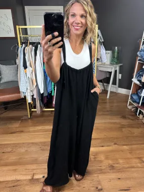 The Dakota Wide-Leg Overall Jumpsuit - Black