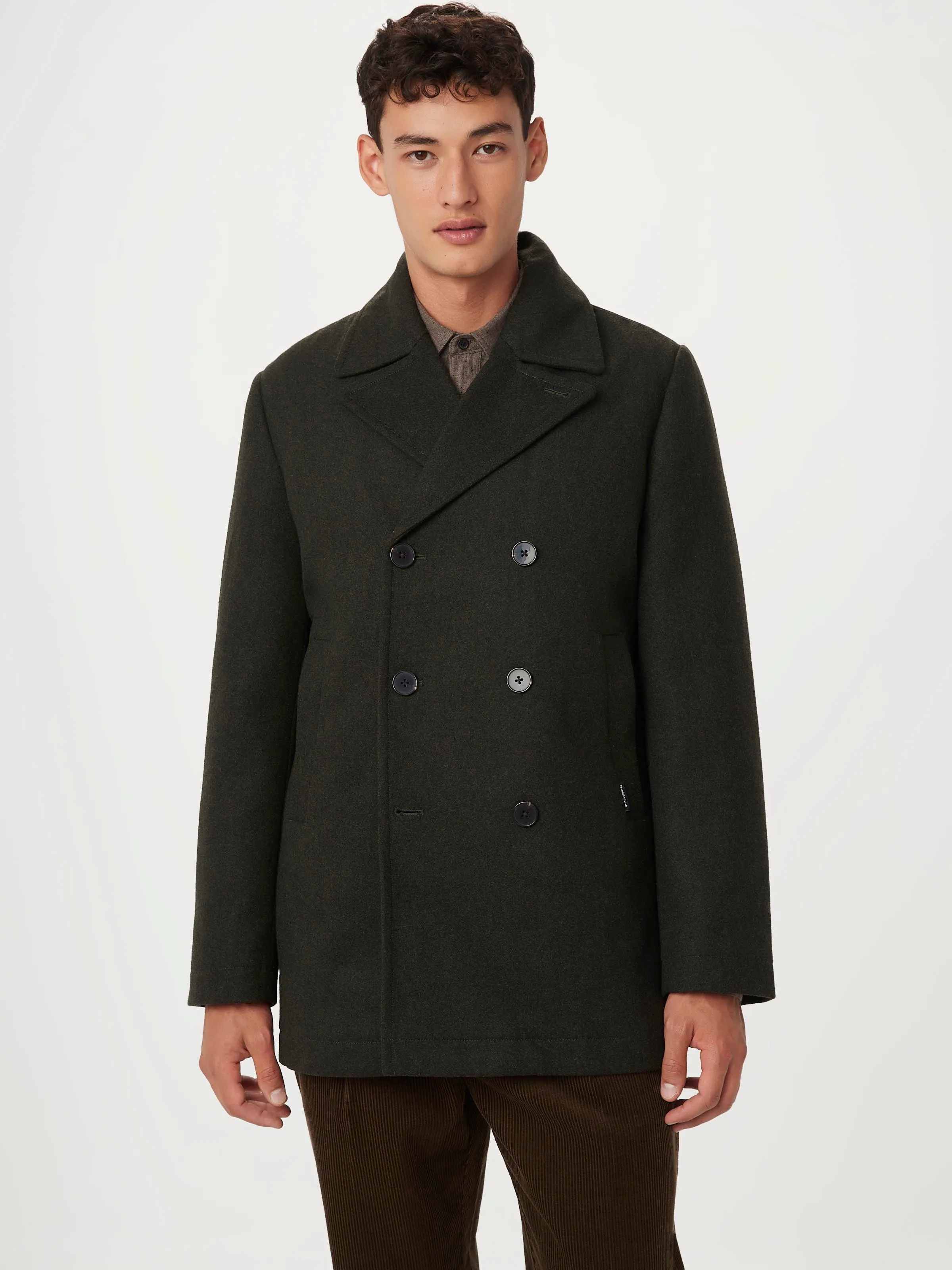 The Nelson Recycled Wool Peacoat in Rosin