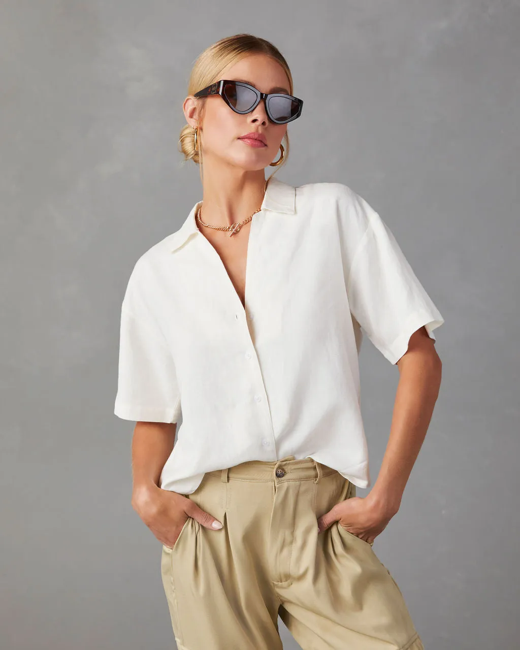 Tofino Short Sleeve Button Up Top