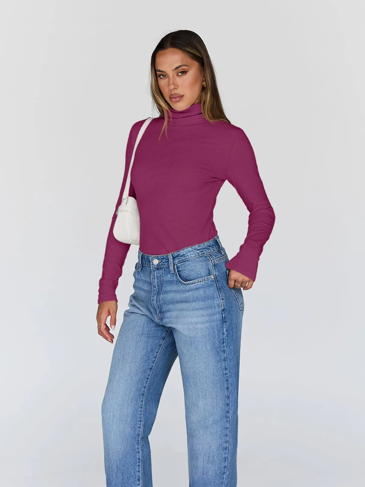 Trendy Queen Women's Turtleneck Long Sleeve Shirts Fall Fashion Basic Thermal Underwear Tops Winter Clothes 2024