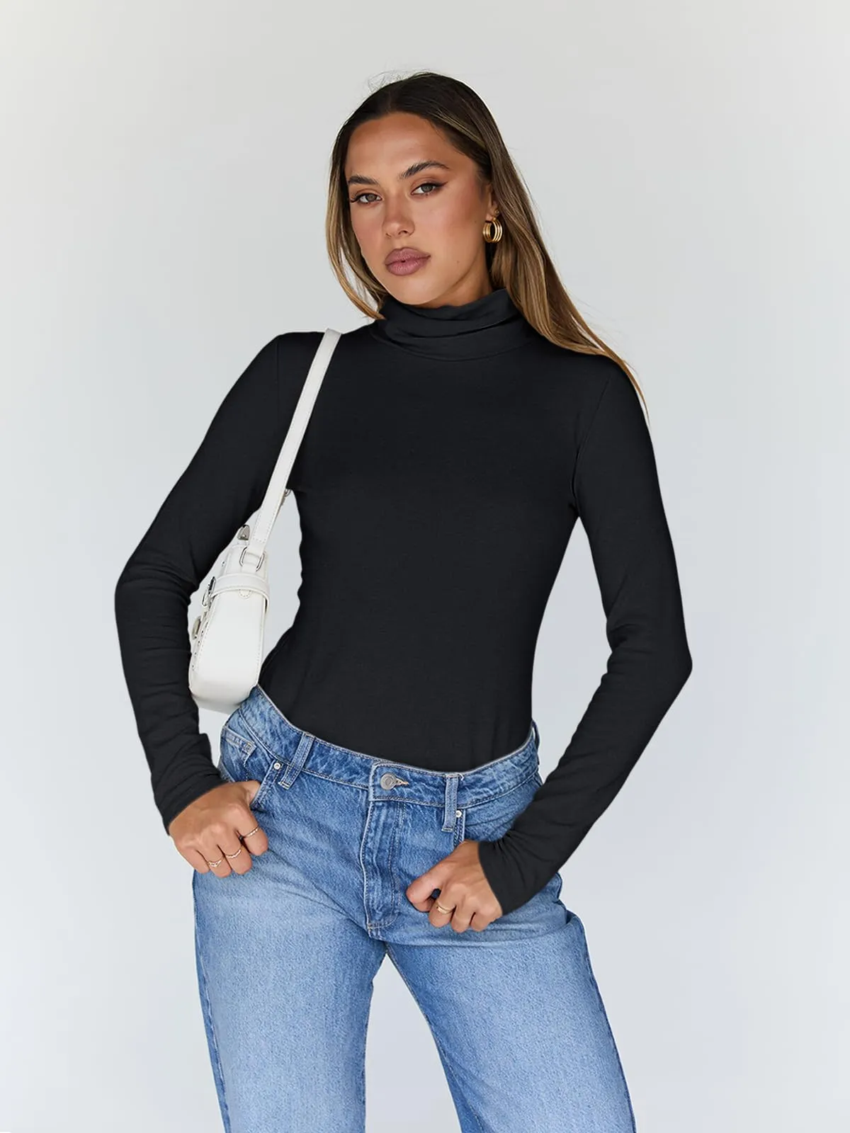 Trendy Queen Women's Turtleneck Long Sleeve Shirts Fall Fashion Basic Thermal Underwear Tops Winter Clothes 2024