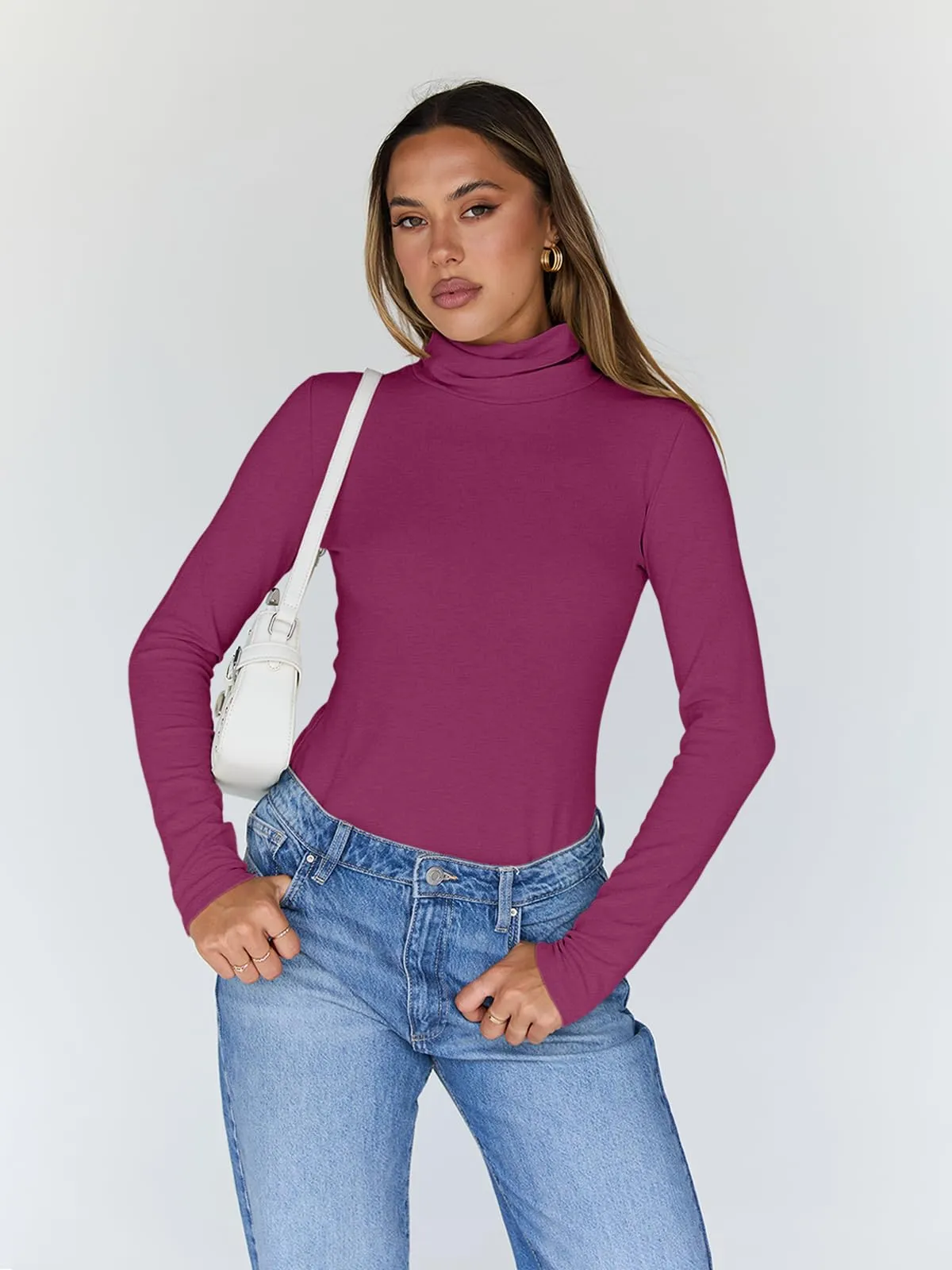 Trendy Queen Women's Turtleneck Long Sleeve Shirts Fall Fashion Basic Thermal Underwear Tops Winter Clothes 2024