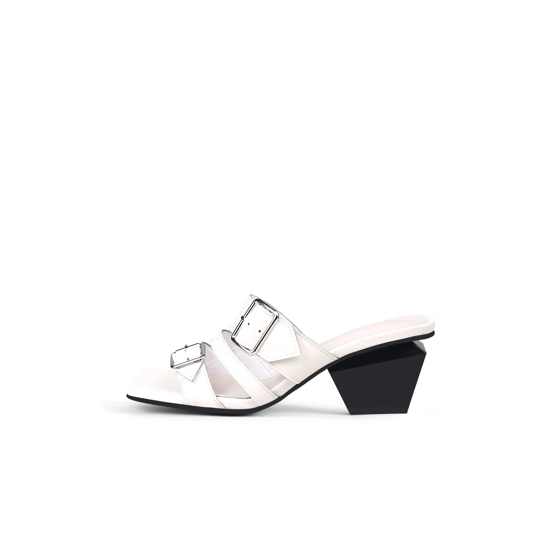 Triple Strap Heeled Mules