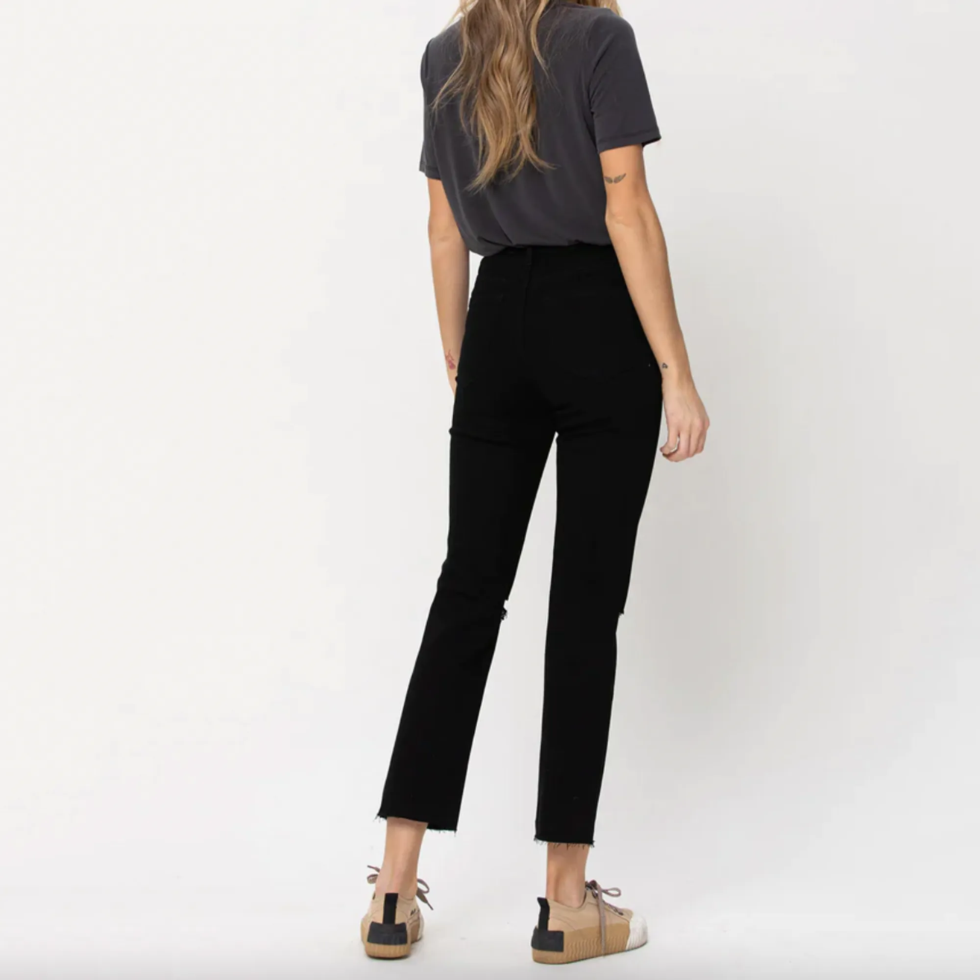 Vervet High Rise Raw Hem Straight Jean