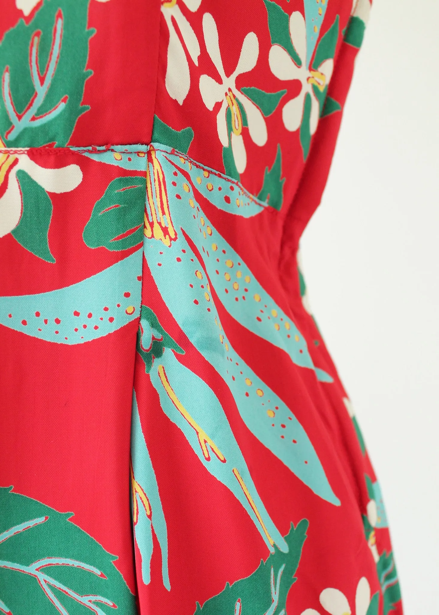 Vintage 1940s Tropical Print Rayon Playsuit