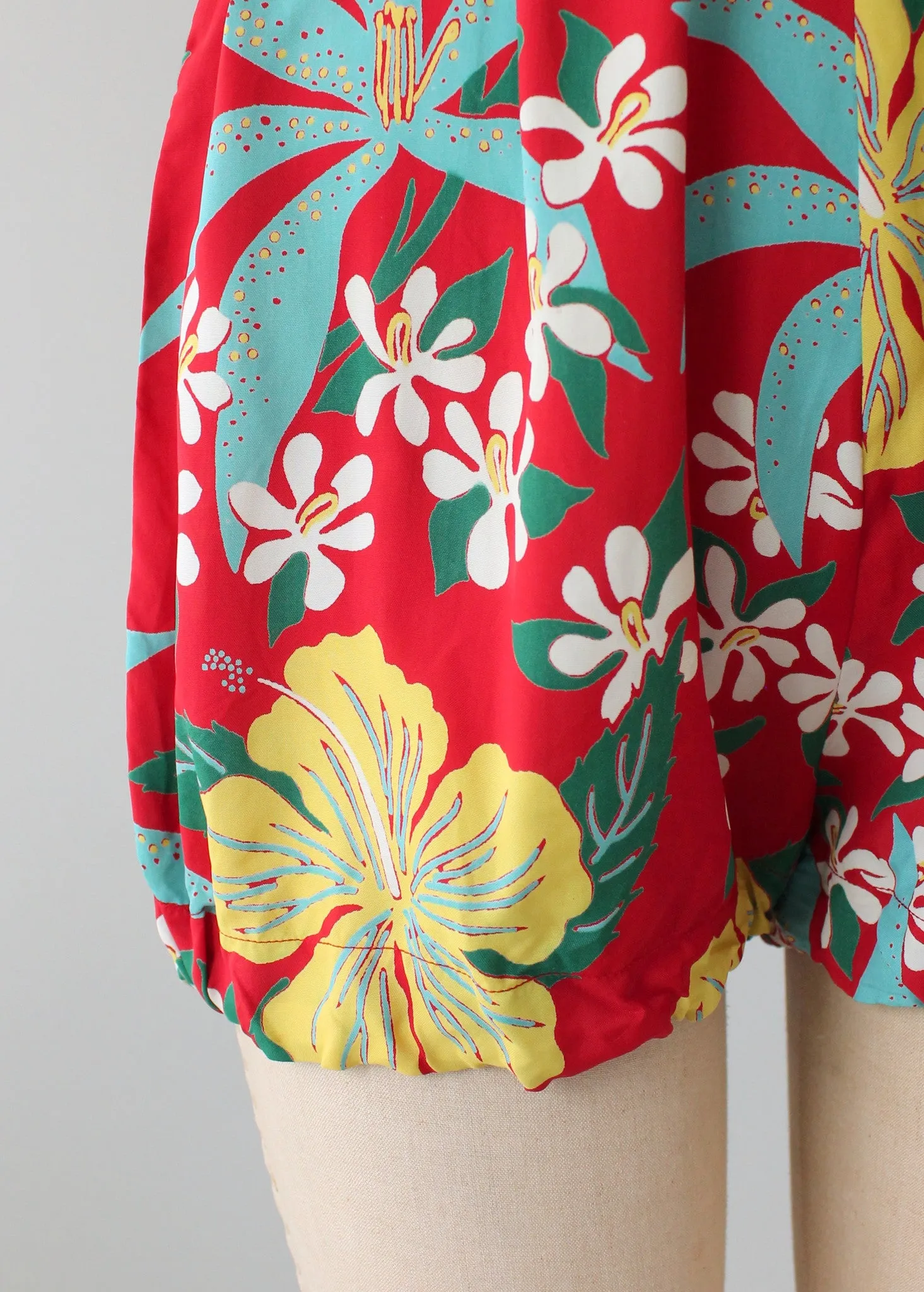 Vintage 1940s Tropical Print Rayon Playsuit