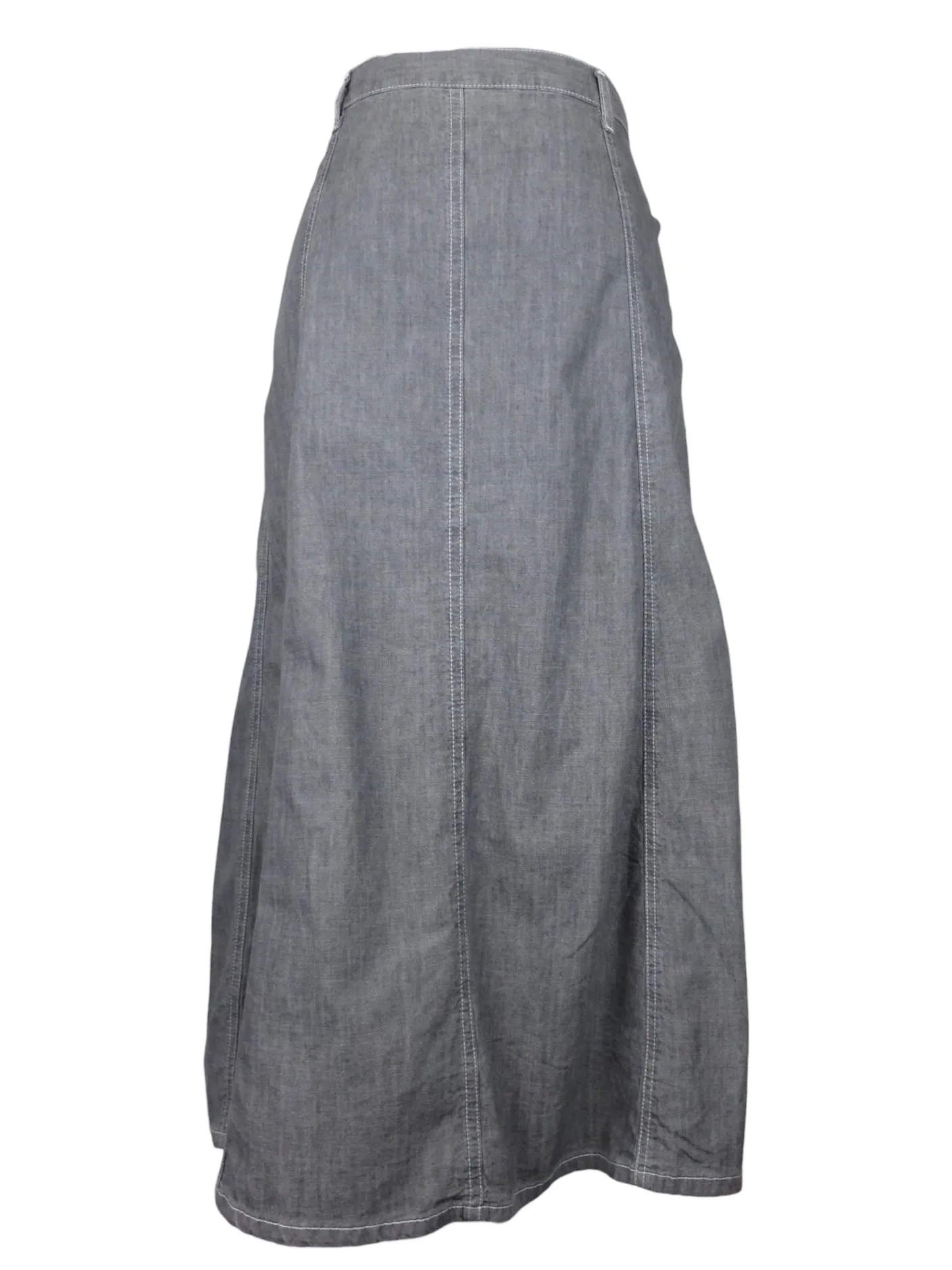 Vintage 90s Y2K Utility Grey Solid Basic Button Down Floor Length A-Line Maxi Skirt | 27 Inch Waist