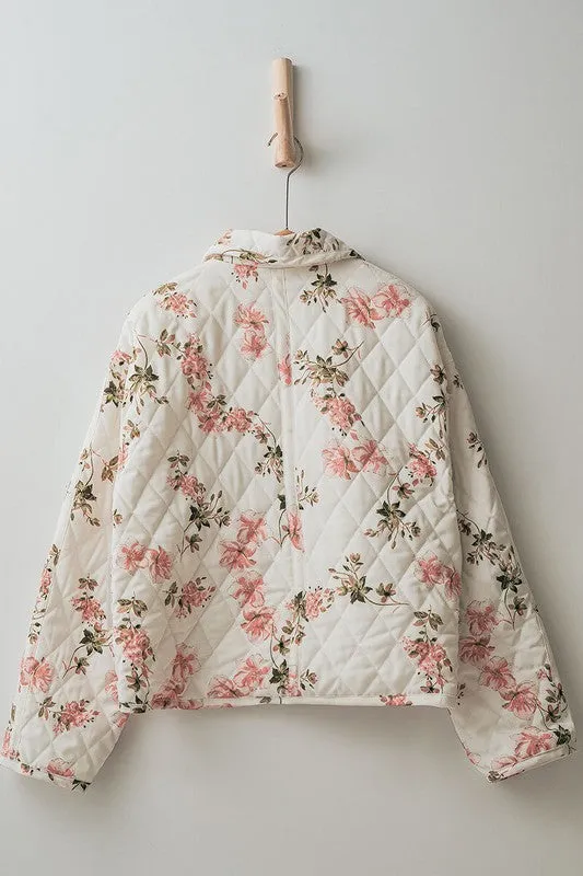 Waitlist 11/20 ♥ Astrid Long Sleeve Floral Print Quilted Shacket Ivory