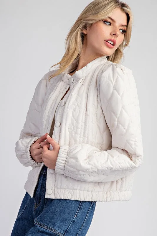 Waitlist 11/20 ♥ Candice Long Sleeve Button Down Quilted Jacket Ivory