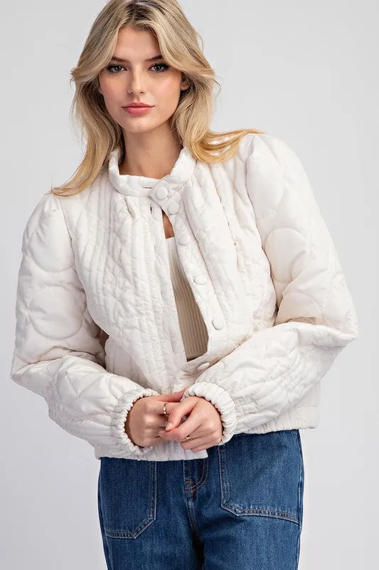 Waitlist 11/20 ♥ Candice Long Sleeve Button Down Quilted Jacket Ivory