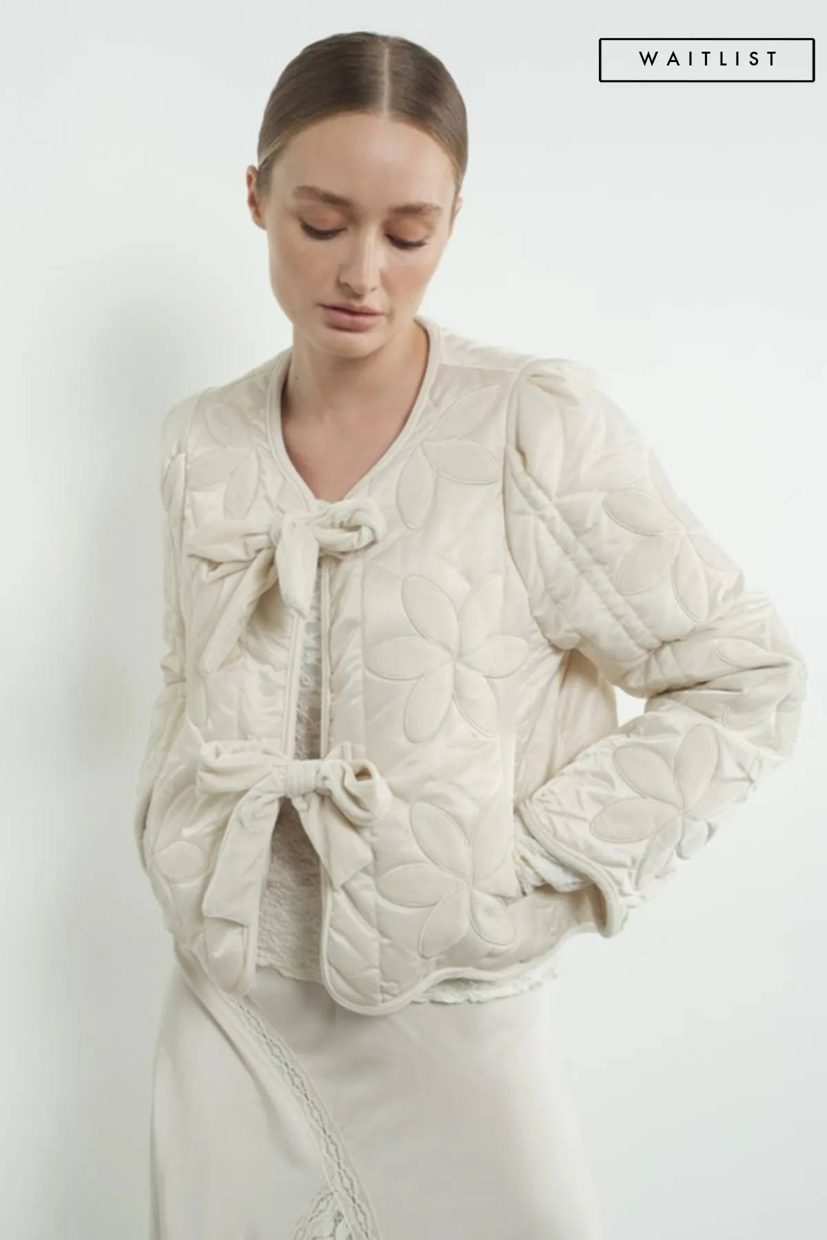 Waitlist 11/20 ♥ Lana Long Sleeve Velvet Floral Patchwork Quilted Jacket Cream