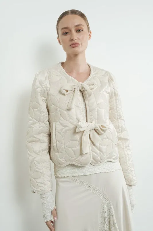 Waitlist 11/20 ♥ Lana Long Sleeve Velvet Floral Patchwork Quilted Jacket Cream