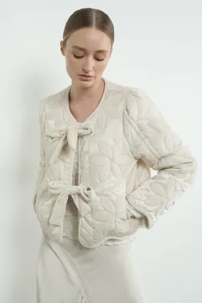 Waitlist 11/20 ♥ Lana Long Sleeve Velvet Floral Patchwork Quilted Jacket Cream