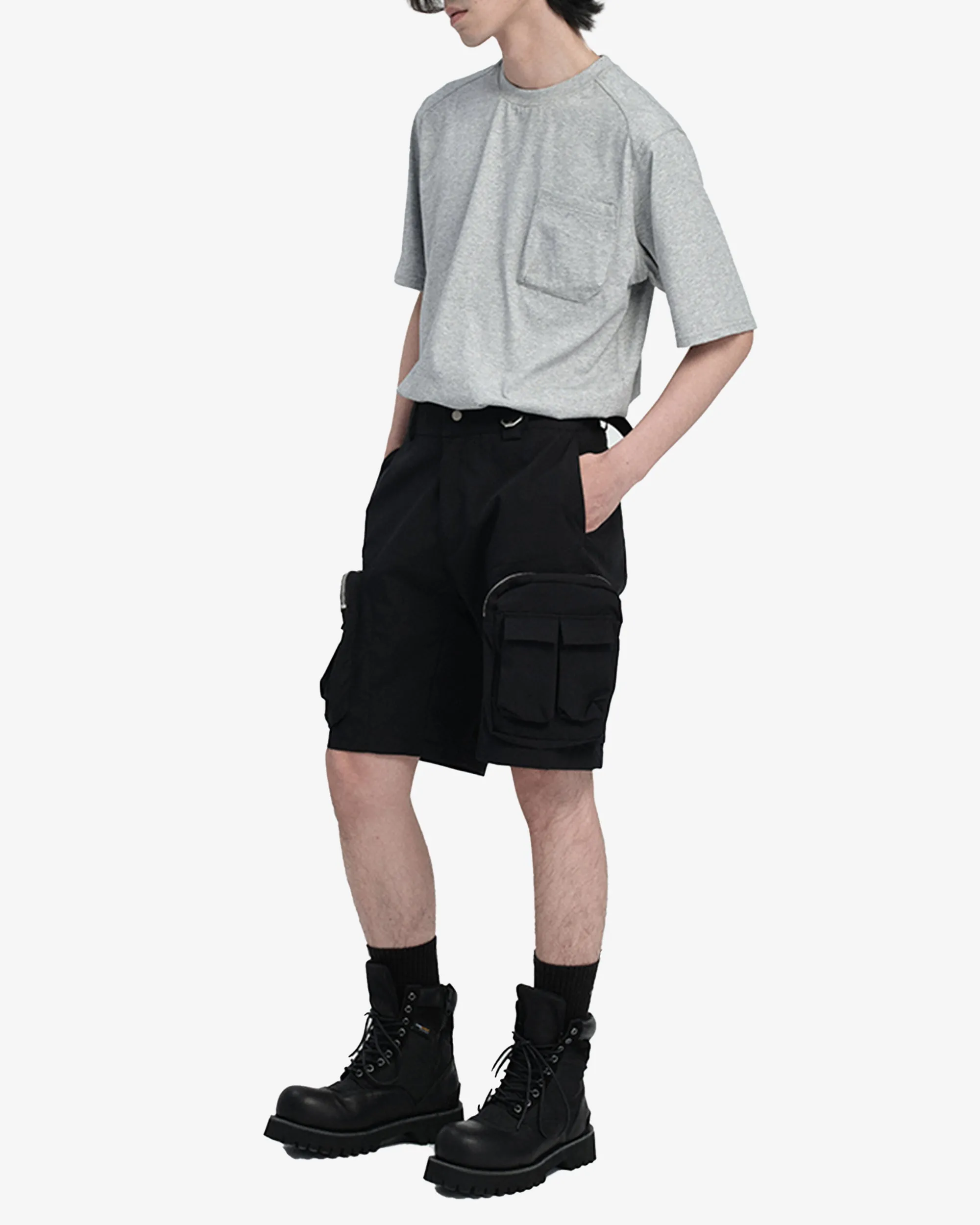 Water Repellent Black Zippered Cargo Pants