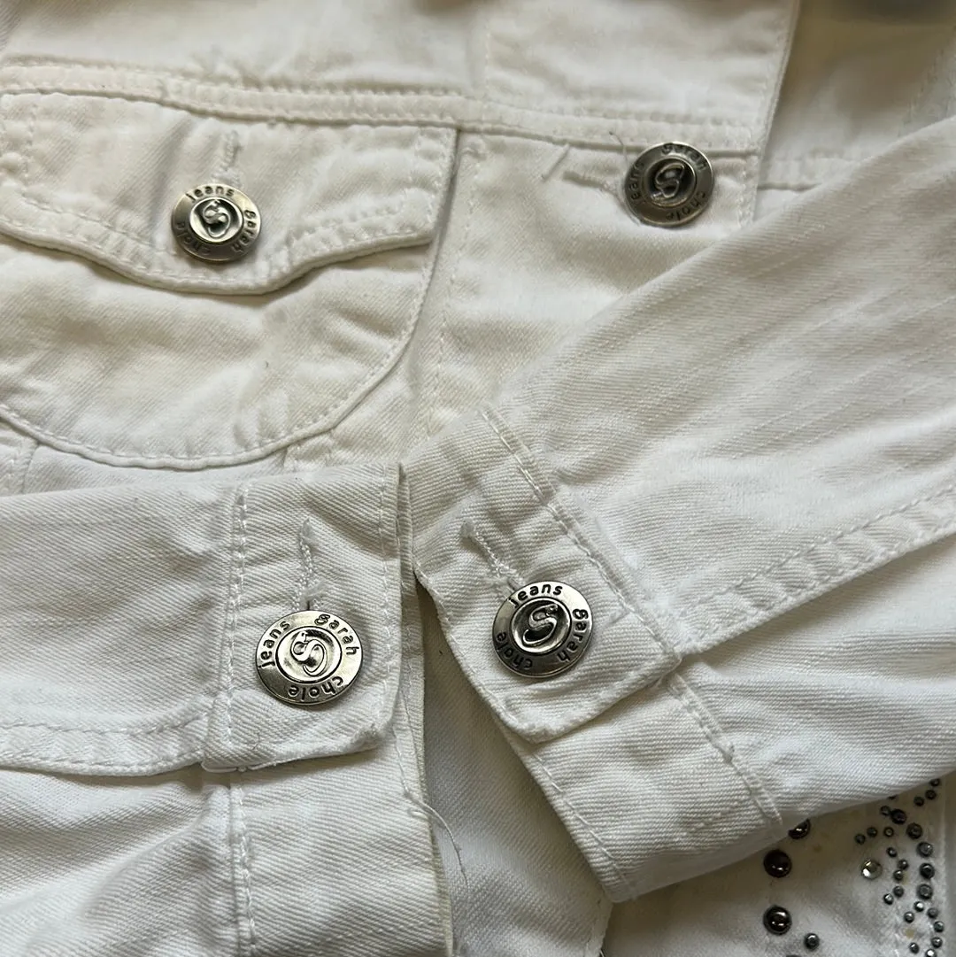 white cropped denim jacket