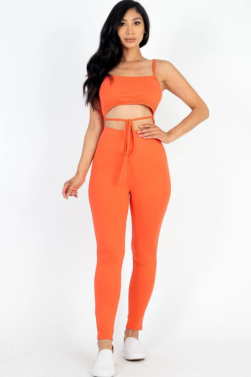 Wholesale Tie Front Cut Out Jumpsuit