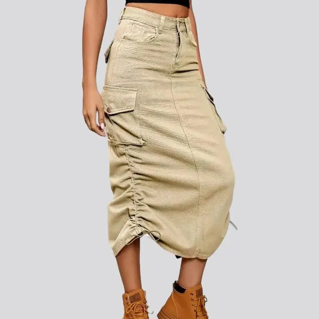 Zipper-button women's denim skirt